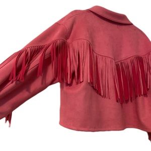 Faux Suede Hot Pink Fringe Jacket